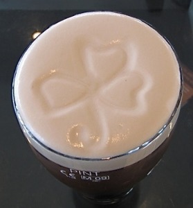 Pint of Guinness with a Shamrock